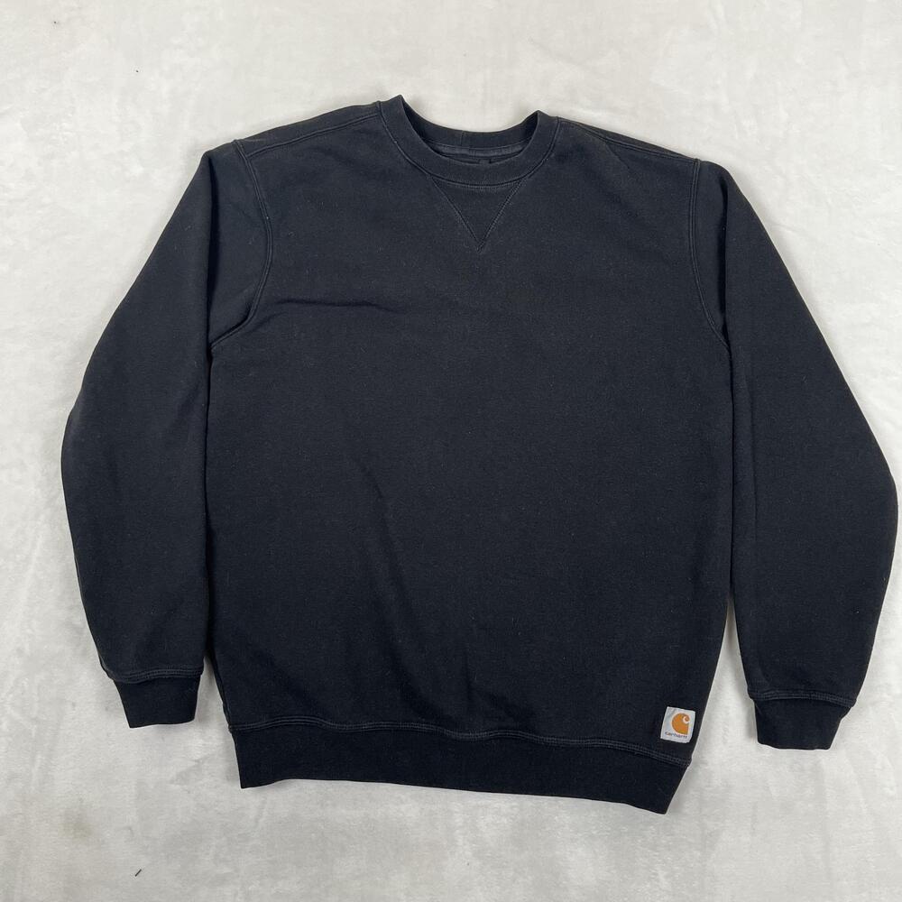 Carhartt Sweatshirt Mens Medium Black Fleece Crewneck Pullover Logo Workwear